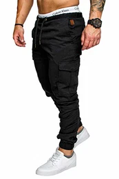 Jogger Cargo Herren Chino Jeans Hose 7001 Schwarz W38