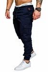 Amaci&Sons Jogger Cargo Herren Chino Jeans Hose 7001 Navyblau