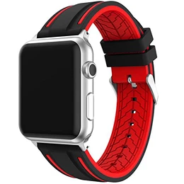 Apple Watch Armband 38mm Series 1 Series 2 Series 3 iWatch Straps Ersatzband Replacement Uhrenarmband Armbänder für Apple Watch Nike+ Uhrenarmbänder Wristband (Black RED38MM)