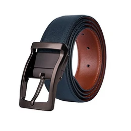 Gürtel Herren, Wendegürtel Echt Leder Gürtel mit polierter Metallschlaufe, 35mm breit, Bundweite 95cm,100cm,105cm,110cm,115cm,120cm. Schwarz, Blau, Braun.