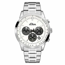 Time Herren Chronograph Quarz Uhr mit Edelstahl Armband SO-3334-MC, silber