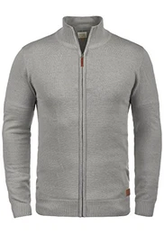 Norman Herren Strickjacke Cardigan Feinstrick Mit Stehkragen und Reißverschluss, Größe:M, Farbe:Zink Mix (70815)