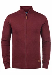 Blend Norman Herren Strickjacke Cardigan Feinstrick mit Stehkragen und Reißverschluss (70155) Andorra Red