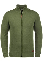 Norman Herren Strickjacke Cardigan Feinstrick mit Stehkragen und Reißverschluss, Größe:M, Farbe:Burnt Olive (77011)
