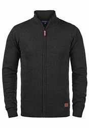 Blend Norman Herren Strickjacke Cardigan Feinstrick mit Stehkragen und Reißverschluss (70155) Charcoal