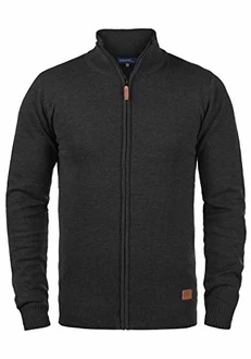 Blend Norman Herren Strickjacke Cardigan Feinstrick mit Stehkragen und Reißverschluss (70155) Charcoal