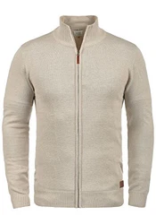 Blend Norman Herren Strickjacke Cardigan Feinstrick mit Stehkragen und Reißverschluss (70155) Sand Mix