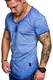 Amaci&Sons Oversize Herren Vintage T-Shirt Verwaschen V-Neck Basic V-Ausschnitt Shirt 6034 Blau M