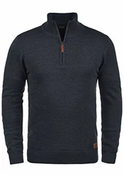 Blend Robin Herren Strickpullover Troyer Mit Stehkragen Und Reißverschluss (70815) Navy