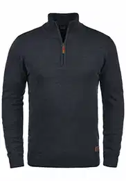 Blend BHRobin Herren Strickpullover Troyer Feinstrick Pullover mit Troyerkragen Rippbündchen Baumwollmischung Regular fit, Größe:XXL, Farbe:Navy (70230)
