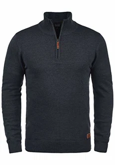 Blend Robin Herren Strickpullover Troyer Mit Stehkragen Und Reißverschluss (70815) Navy