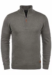 Blend Robin Herren Strickpullover Troyer Mit Stehkragen Und Reißverschluss (70815) Zink Mix