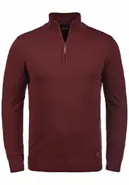 Blend BHRobin Herren Strickpullover Troyer Feinstrick Pullover mit Troyerkragen Rippbündchen Baumwollmischung Regular fit, Größe:M, Farbe:Andorra Red (73811)