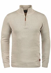 Blend Robin Herren Strickpullover Troyer Mit Stehkragen Und Reißverschluss (70815) Sand Mix (70810)