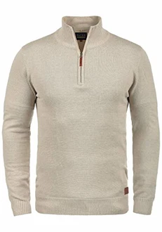 Blend Robin Herren Strickpullover Troyer Mit Stehkragen Und Reißverschluss (70815) Sand Mix (70810)