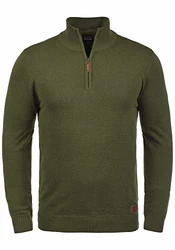 Blend Robin Herren Strickpullover Troyer Mit Stehkragen Und Reißverschluss (70815) Burnt Olive