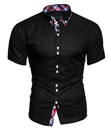 Herren Kurzarm Hemd Hawaii Schwarz M
