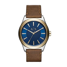 Herren Analog Quarz Uhr mit Leder Armband AX2334
