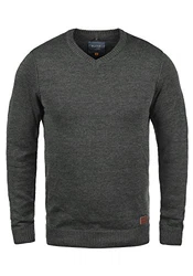Blend Dansel Herren Strickpullover Mit V-Ausschnitt Charcoal (70818)