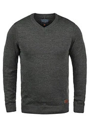 Blend BHDansel Herren Strickpullover Feinstrick Pullover mit V-Ausschnitt, Größe:XXL, Farbe:Charcoal (70818)