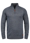 Blend Danovan Herren Strickpullover Troyer Feinstrick Pullover mit Stehkragen und Reißverschluss Ensign Blue