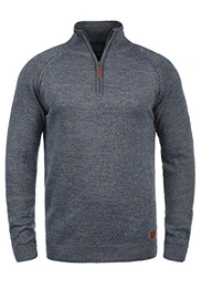 Danovan Herren Strickpullover Troyer Feinstrick Pullover mit Stehkragen und Reißverschluss, Größe:M, Farbe:Ensign Blue (70260)