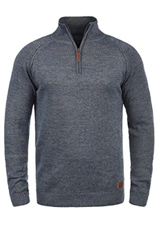 Blend Danovan Herren Strickpullover Troyer Feinstrick Pullover mit Stehkragen und Reißverschluss