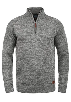 Blend Danovan Herren Strickpullover Troyer Feinstrick Pullover mit Stehkragen und Reißverschluss Pewter Mix (70817)