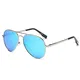 AMZTM Klassisch Mode Doppelbrücke Metall Silber Rahmen Pilotenbrille Verspiegelt REVO Eisblau Linsen Polarisiert Damen Und Herren Aviator Sonnenbrille