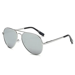 AMZTM Klassisch Mode Doppelbrücke Metall Rahmen Pilotenbrille Verspiegelt REVO Silber Linsen Polarisiert Damen Und Herren Aviator Sonnenbrille