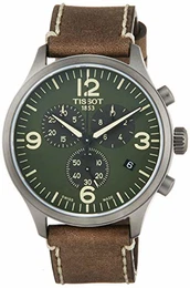 Herren Chronograph Quarz Uhr mit Leder Armband T1166173609700