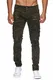 Megastyl Herren Biker Jeans Hose Cargo Taschen Stretch-Denim Slim Fit, Größe:W34 / L32, Farbe:Camouflage Dark
