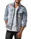 Redbridge Herren Denim Jeans Jacke Biker Destroyed Distressed Patches Slim Fit Blau M6043, Größe:XL, Farbe:Blau