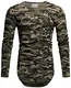 Crone Herren Langarm Shirt Longsleeve Slim Fit T-Shirt Leicht Oversize Basic Sweatshirt (M, Camouflage)