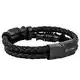 Akitsune Gracilitas Lederarmband   Armschmuck Damen Edelstahl Magnetisches Herrenarmband Mattschwarz 22cm