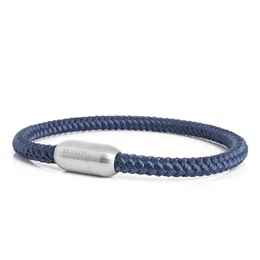 Silvus Nylonarmband 5mm Dick Armschmuck Damen Herren Edelstahl Armband Magnetverschluss - Mattsilber - Navyblau 22,5cm