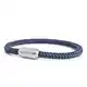 Akitsune Silvus Nylonarmband   5mm Dick   Armschmuck Damen Herren Edelstahl Armband Magnetverschluss - Mattsilber - Navyblau 22,5cm