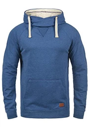 Sales Herren Kapuzenpullover Hoodie Pullover Mit Kapuze Cross-Over-Kragen Und Fleece-Innenseite, Größe:M, Farbe:Great Blue (74651)