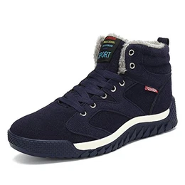 ® Herren Winterschuhe Warm Gefüttert Schneestiefel Winter Outdoor Boots Winterstiefel, Dunkel Blau, 43 EU