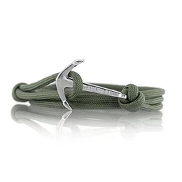 Anker Armband Nylon Modeschmuck Maritim Unisex :: Ankerfarbe: Silber :: (Military Green)