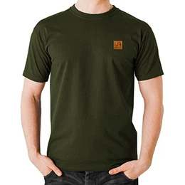 urban air StyleFit T-Shirt Basic Herren Sport und Freizeit 95% Baumwolle, Leder-Patch, Kurzarm weiß, schwarz, oder hell/dunkel grau S, M, L, XL (M, O-Neck Olive)