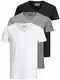 Jack and Jones Herren T-Shirt Basic V-Ausschnitt 3er Pack Einfarbig Slim Fit in Weiß Schwarz Blau Grau