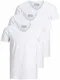 Jack and Jones Herren T-Shirt Basic V-Ausschnitt 3er Pack Einfarbig Slim Fit in Weiß Schwarz Blau Grau (Weiß, M)