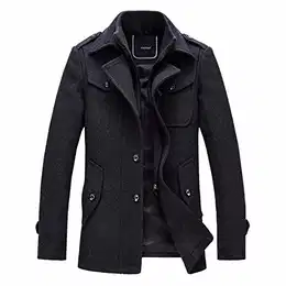 Herren Wintermantel mit Stehkragen und Hochwertige Materialqualität Lange Jacke S Grau