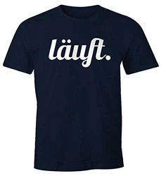 MoonWorks Cooles Lustiges Herren T-Shirt Läuft Fun-Shirt Navy