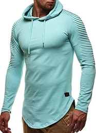 Herren Kapuzenpullover Slim Fit Baumwolle-Anteil Moderner weißer Herren Hoodie-Sweatshirt-Pulli Langarm Herren schwarzer Pullover-Shirt mit Kapuze LN6369 Mint Medium