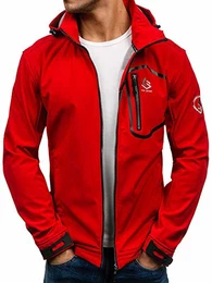 Herren Softshelljacke Übergangsjacke Regenjacke Funktionsjacke Winddicht Wasserdicht Sportjacke Trekkingjacke Atmungsaktiv Kapuze Freizeit Outdoor FREESTEP 004A Rot L [4D4]