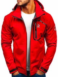 Herren Softshelljacke Übergangsjacke Regenjacke Funktionsjacke Winddicht Wasserdicht Sportjacke Trekkingjacke Atmungsaktiv Kapuze Freizeit Outdoor FREESTEP 004A Rot M [4D4]