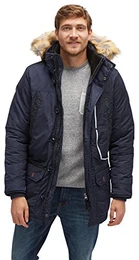 Herren Padded Parka Jacke, Blau (Knitted Navy 6800), Medium