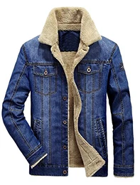 Classics Herren Jeansjacke Winter Denim Jacket Gefütterte Jeans Jacke Winterjacke Style2-Hellblau M